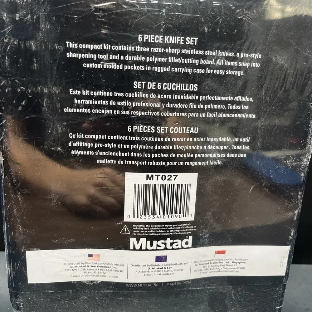 Mustad Pro Fillet Kit Stainless Steel 3 knives 6 pc with Hard Carry Case Sealed